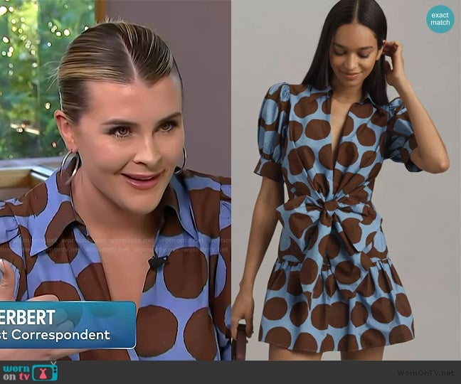 Farm Rio Bow Front Mini Dress worn by Lauren Herbert on Access Hollywood