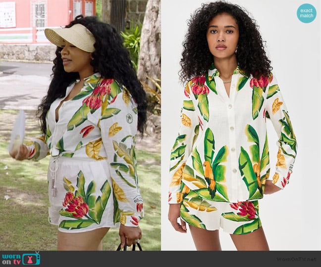 Angel’s white floral shorts on RHOP