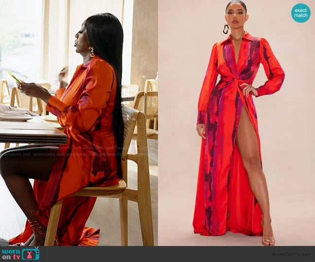 Fashion Nova Gabriella Long Sleeve Maxi Dress worn by Wendy Osefo on The Real Housewives of Potomac