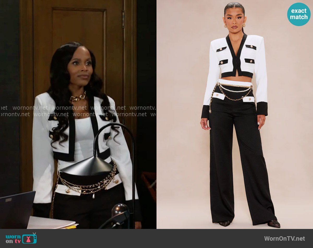 Fashion Nova Madelyn Contrast Pant Set worn by Hayley Lawson (Marquita Goings) on Beyond the Gates