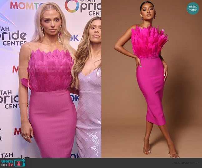 Fashion Nova Marianna Bandage Midi Dress - Magenta worn by Miranda McWhorter on The Secret Lives of Mormon Wives