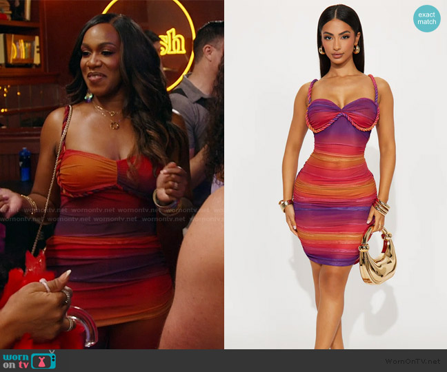 Fashion Nova New Horizons Ombre Mesh Mini Dress worn by Tia Glover on The Real Housewives of Potomac