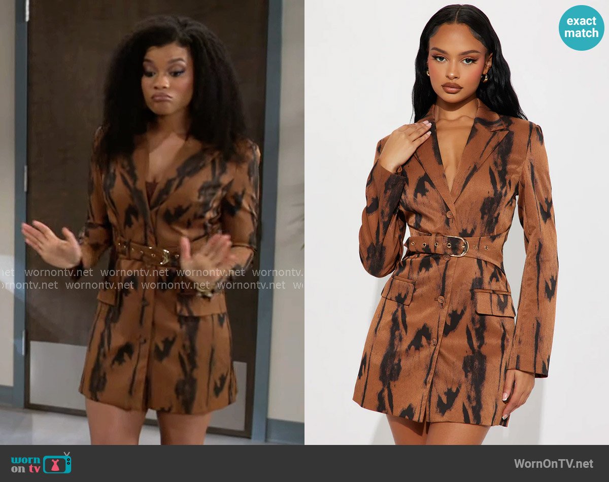 Fashion Nova Switchin' Up Mini Blazer Dress worn by Eva Thomas (Ambyr Michelle) on Beyond the Gates