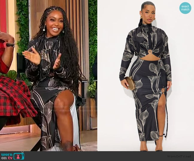 Fashion Nova Verona Floral Long Sleeve Midi Skirt Set worn by Dominque Perry on Sherri