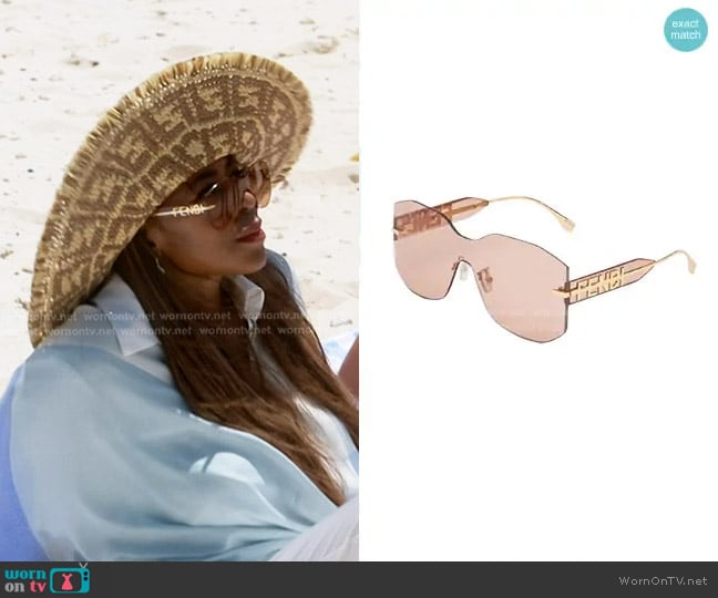 Fendi Fendigraphy Oversized Rimless Acetate Sunglasses worn by Mary Cosby on The Real Housewives of Salt Lake City