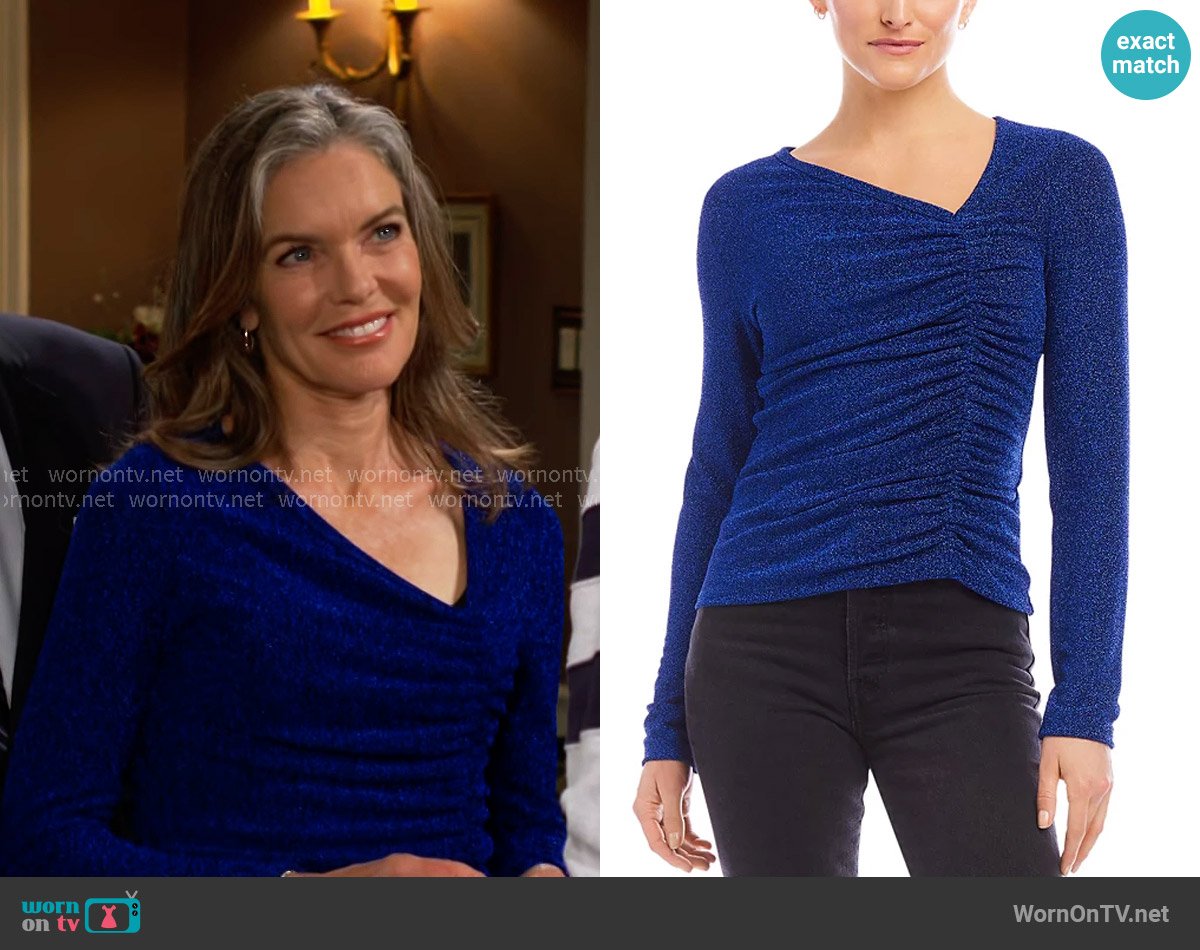 Diane’s sparkly blue ruched top on The Young and the Restless Diane’s sparkly blue ruched top on The Young and the Restless