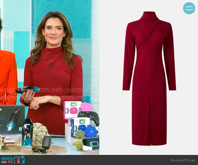 Fifteen Twenty Tasha Turtleneck Midi Dress worn by Adriane Kiss on CBS Mornings