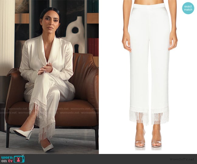 Allura’s white fringe pants on Alls Fair Allura’s white fringe pants on Alls Fair