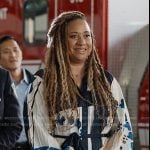 Karen’s white floral pleated dress on 9-1-1