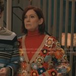 Elsbeth’s floral crochet knit cardigan on Elsbeth