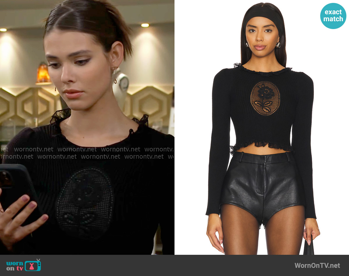 For Love & Lemons Lyon Knit Top worn by Electra Forrester (Laneya Grace) on The Bold and the Beautiful