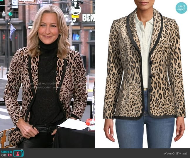 Frame Leopard-Print Velvet Jacket worn by Lara Spencer on Good Morning America