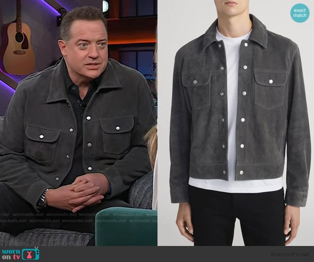Brendan’s gray suede jacket on The Kelly Clarkson Show