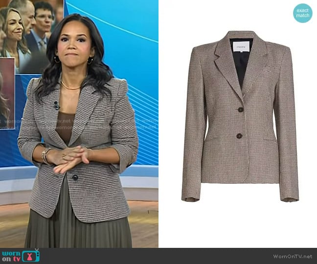 Frame The Femme Houndstooth Blazer worn by Laura Jarrett on Today