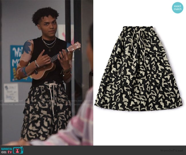 Fried Rice NYC Raised Floral Cargo Skirt worn by Eli (Michael Govan Hackett) on Bel-Air