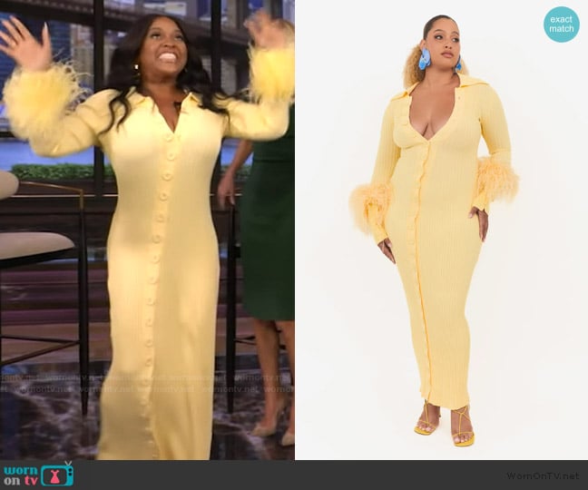 Fumi the Label Marigold Maxi Dress in Butter Yellow worn by Sherri Shepherd on Live with Kelly and Mark