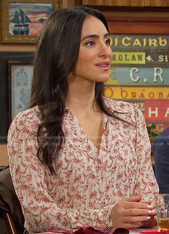 Gabi's pink floral blouse on Days of our Lives