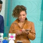 Gabrielle Kerr's brown leather shirtdress on CBS Mornings