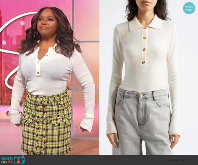 Ganni Long sleeve wool polo sweater worn by Sherri Shepherd on Sherri