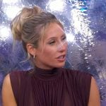 Alix Earle’s burgundy gathered sheer top on Good Morning America