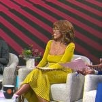 Gayle King’s yellow square-neck midi dress on CBS Mornings