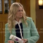 Gemma’s green blazer and contrast trim polo top on The Neighborhood