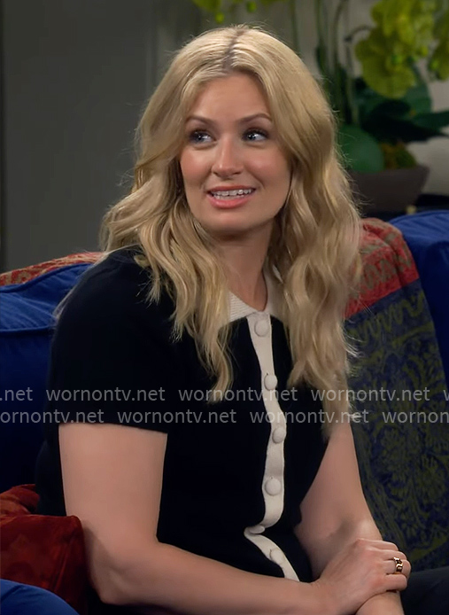 Gemma's black and white short-sleeve cardigan on The Neighborhood