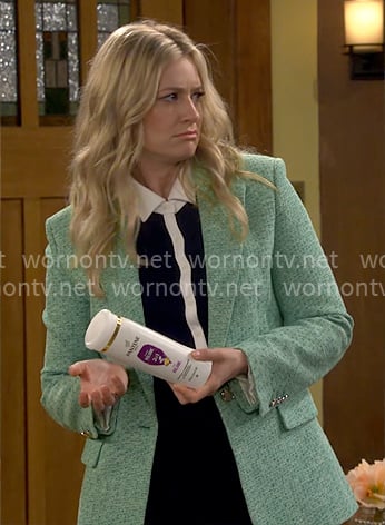 Gemma's green blazer and contrast trim polo top on The Neighborhood