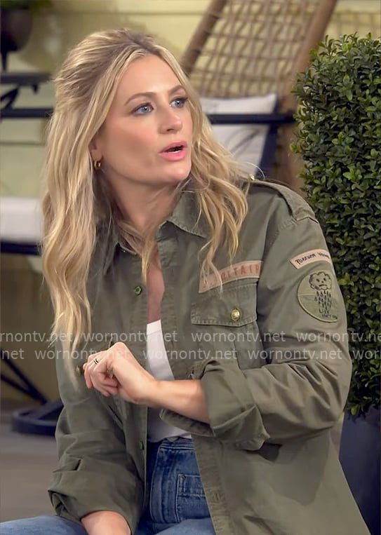 Gemma’s green jacket with patches on The Neighborhood