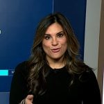 Natalie Pasquarella's black geometric print knit dress on NBC News Daily