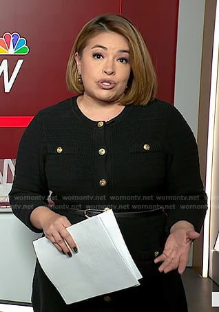 Gilma Avalos’s black button front knit dress on NBC News Daily