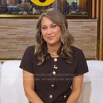 Ginger’s brown short sleeve cardigan and skirt on Good Morning America