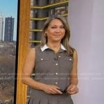 Ginger’s beige pleated mini dress on Good Morning America
