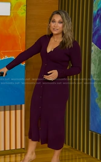 Ginger's purple crochet cuff cardigan dress on Good Morning America