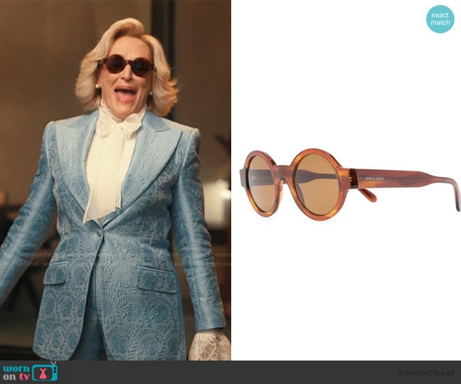 Giorgio Armani Tinted-lens round-frame sunglasses worn by Dina Standish (Glenn Close) on Alls Fair