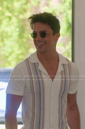 Gio's whtie striped short sleeve shirt on Selling the OC