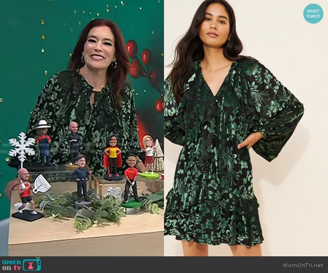 Glamorous Burnout Velvet Balloon-Sleeve Mini Dress worn by Amy E. Goodman on Today