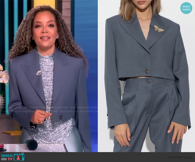 Golden Goose Brooch detail cropped jacket worn by Sunny Hostin on The View