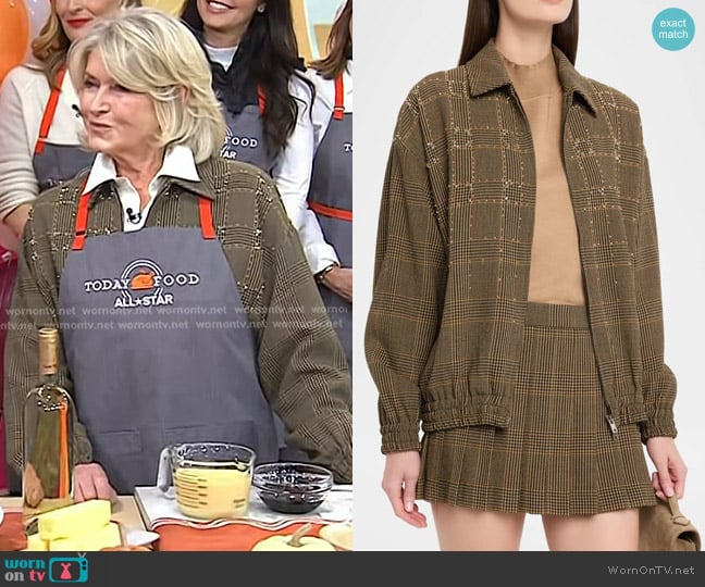 Golden Goose Journey Prince of Wales Bomber Jacket worn by Martha Stewart on Today