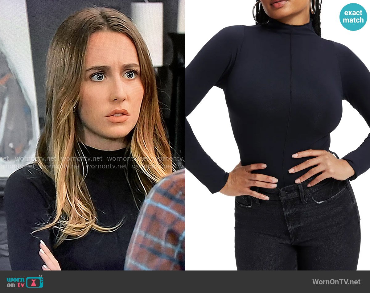 Good American So Soft Mock Neck Bodysuit worn by Josslyn Jacks (Eden McCoy) on General Hospital