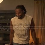 Lewis’s white graphic print muscle tank on Reasonable Doubt