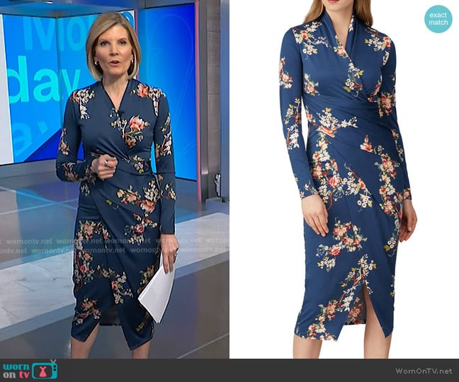 Great Jones Long Sleeve Floral Sheath worn by Kate Snow on NBC News Daily