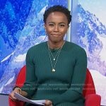 Zinhle's green ribbed dress on NBC News Daily