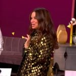 Gretta Monahan’s black metallic dot mini dress on The View