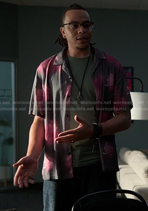 grey floral short sleeve shirt on Reasonable Doubt