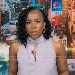 Zinhle's grey sleeveless scarf top on NBC News Daily