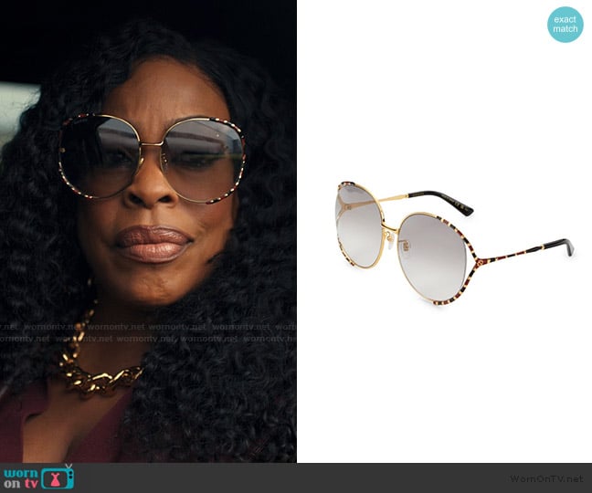 Gucci 64MM Round Sunglasses worn by Emerald Greene (Niecy Nash-Betts) on Alls Fair