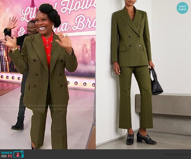 Gucci Double-breasted jacquard cotton-blend canvas blazer worn by Tabitha Brown on Sherri