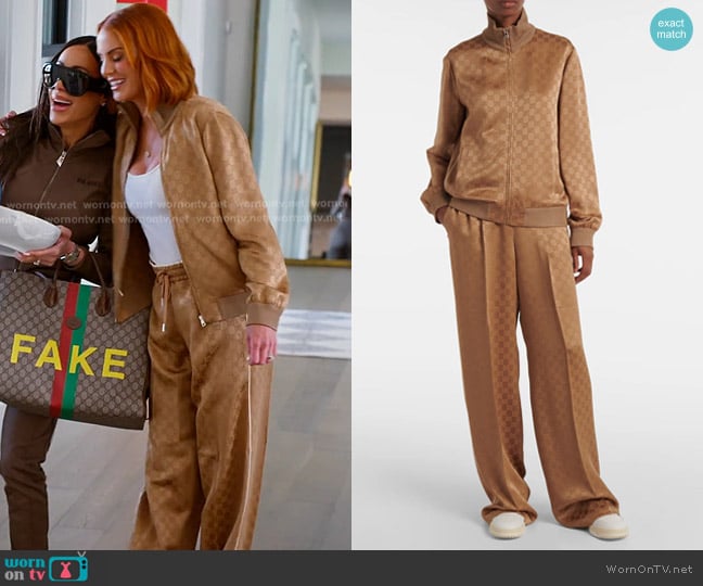 Gucci GG Jacquard Satin Blouson and Pants worn by Whitney Rose on The Real Housewives of Salt Lake City