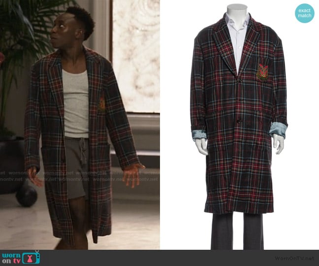 Gucci Plaid Cashmere Overcoat worn by Carlton Banks (Olly Sholotan) on Bel-Air